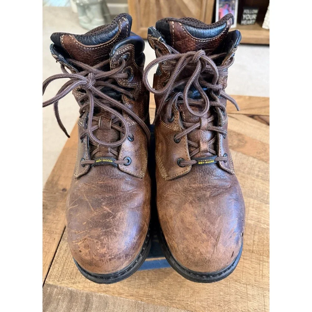Timberland PRO Steel Toe Work Boots Brown Leather Mens 11M Internal Met